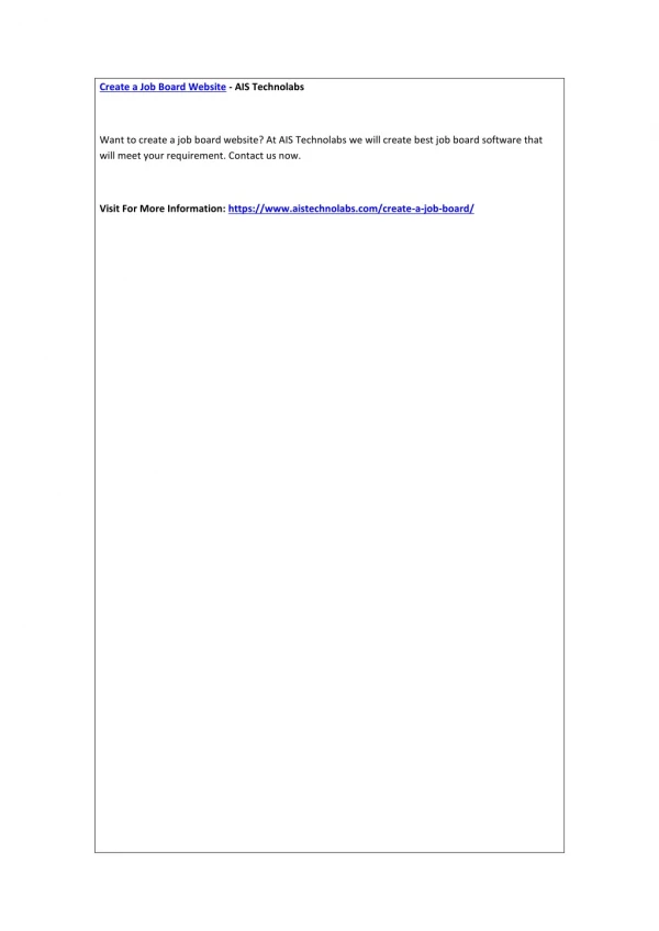create a job board website ais technolabs
