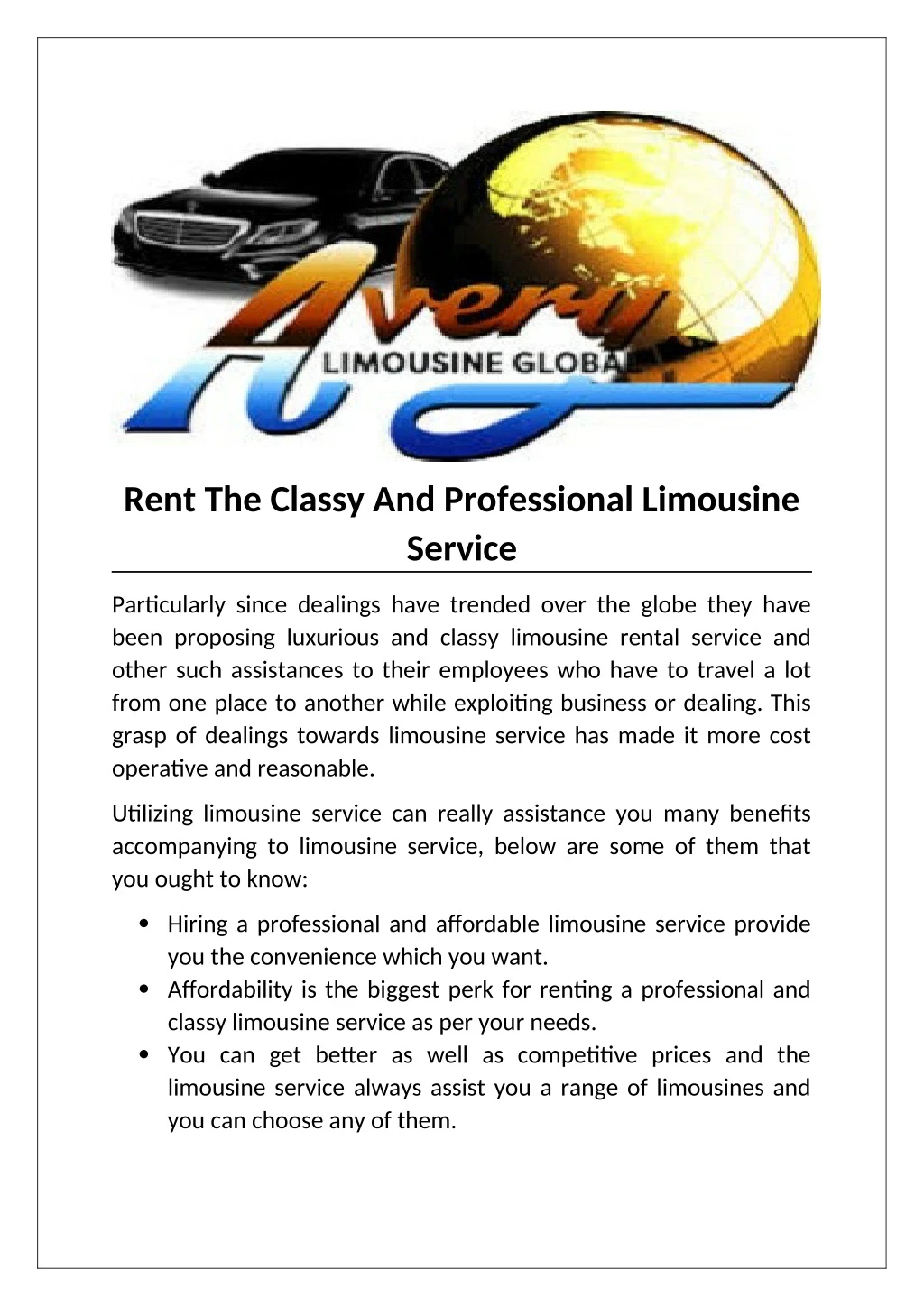 rent the classy and professional limousine service