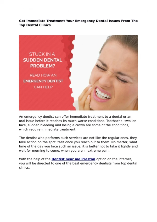 Get Immediate Treatment Your Emergency Dental Issues From The Top Dental Clinics