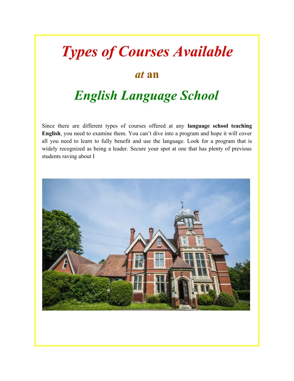types of courses available