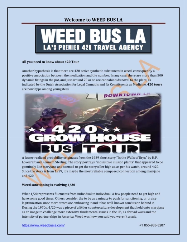 Los Angeles 420 Friendly Hotel, 420 Tour