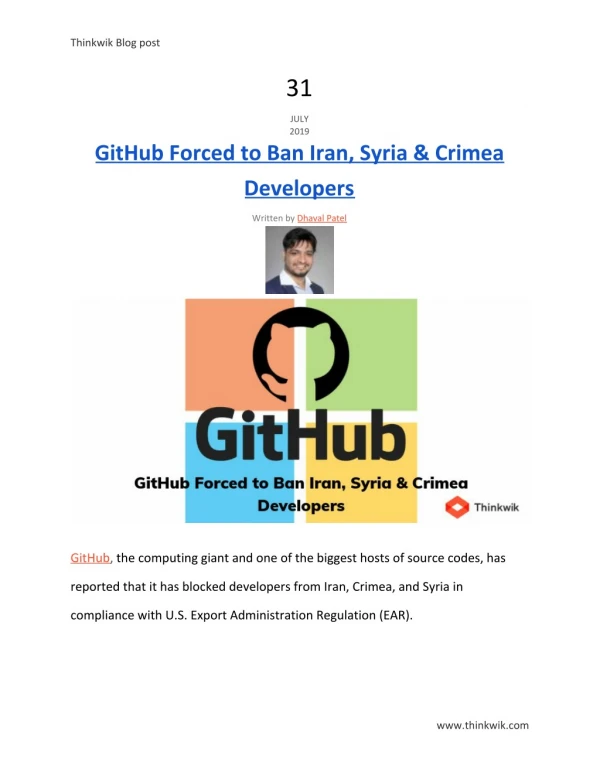 GitHub Forced to Ban Iran, Syria & Crimea Developers