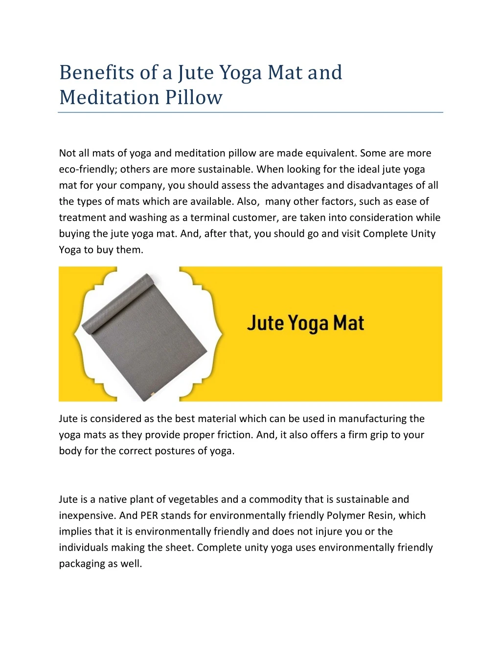 benefits of a jute yoga mat and meditation pillow