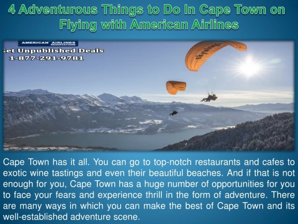 4 Adventurous Things to Do In Cape Town on Flying with American Airlines