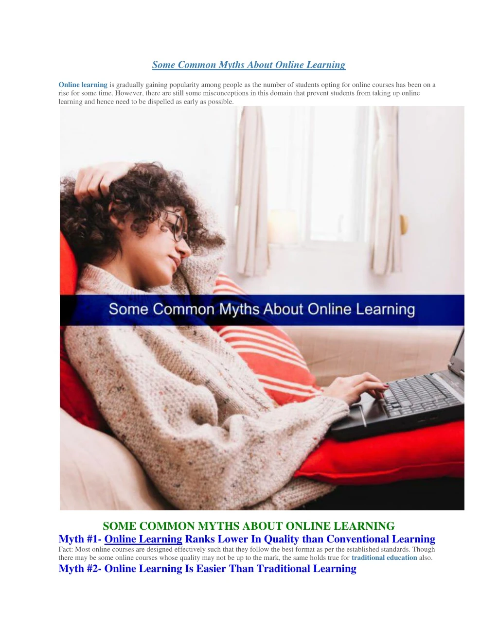 some common myths about online learning
