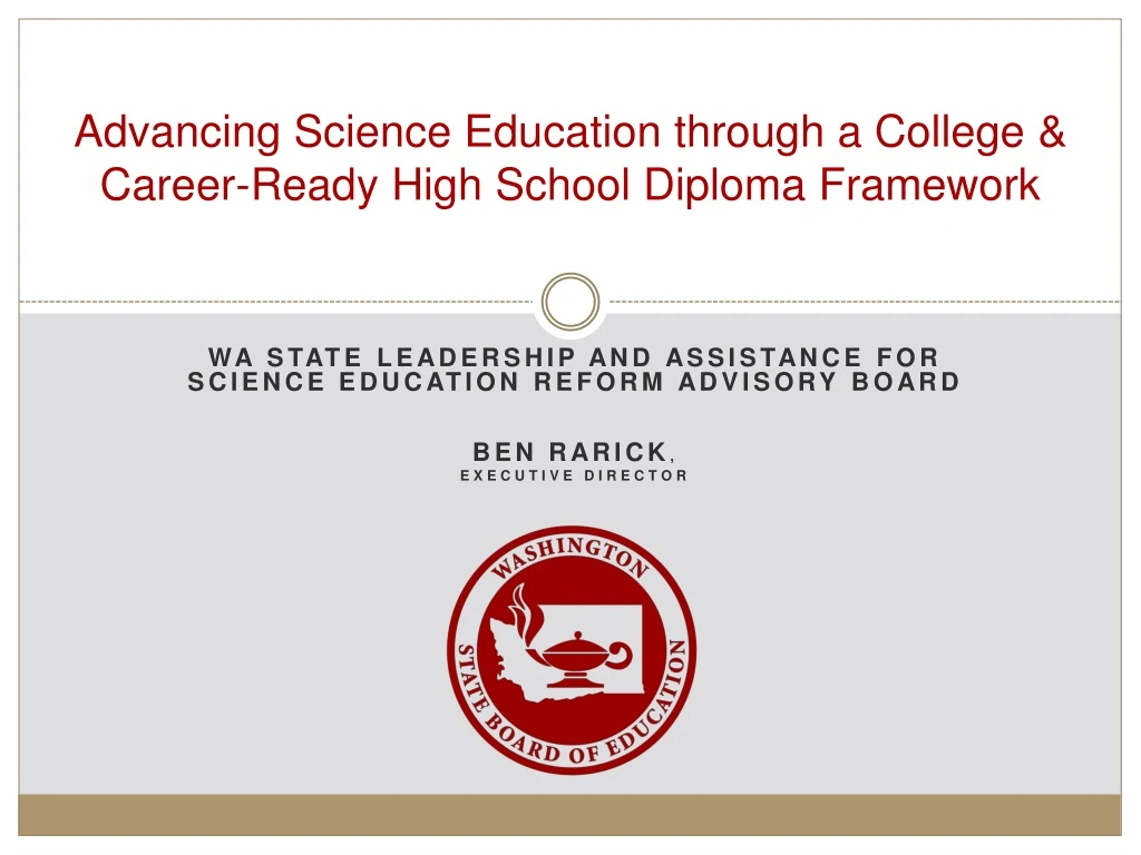 advancing science education through a college career ready high school diploma framework