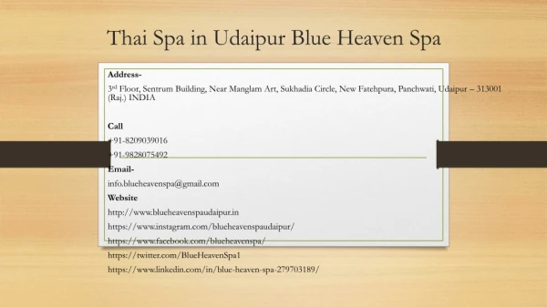 Thai Spa in Udaipur Blue Heaven Spa