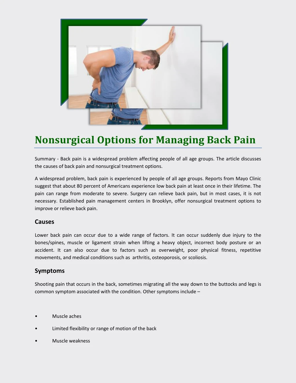 nonsurgical options for managing back pain