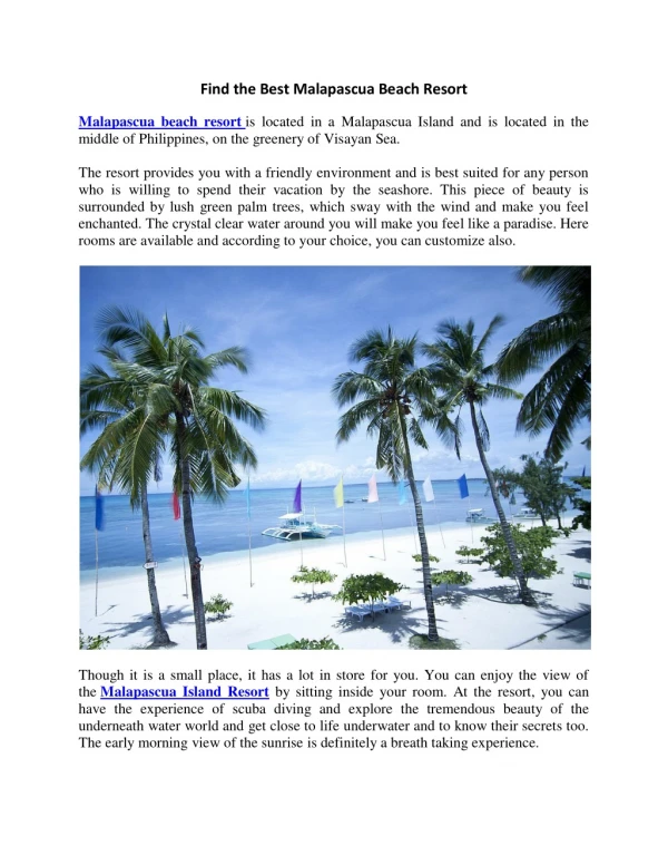 Find the Best Malapascua Beach Resort