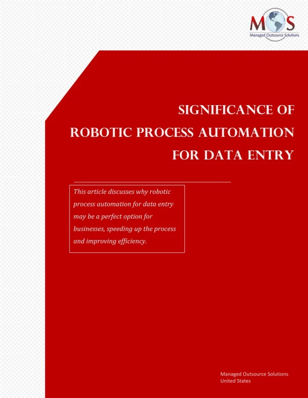 Significance of Robotic Process Automation for Data Entry
