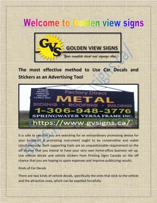 Printing Signs Canada and Decals Printing Saskatchewan - slide 1
