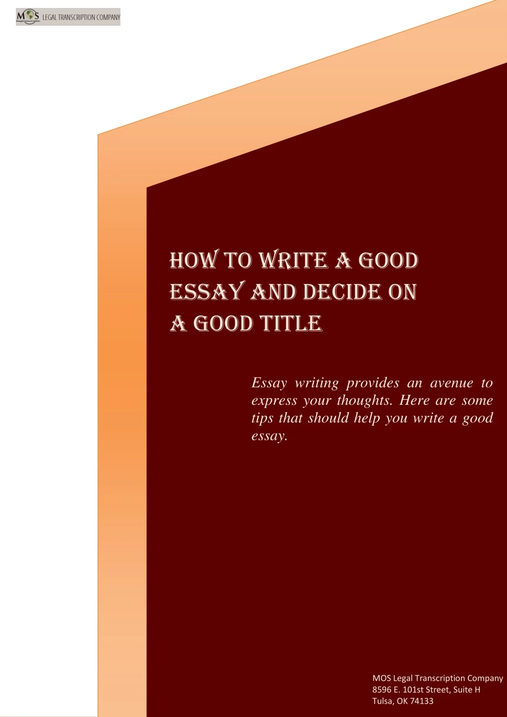 how to write a good essay and decide on a good
