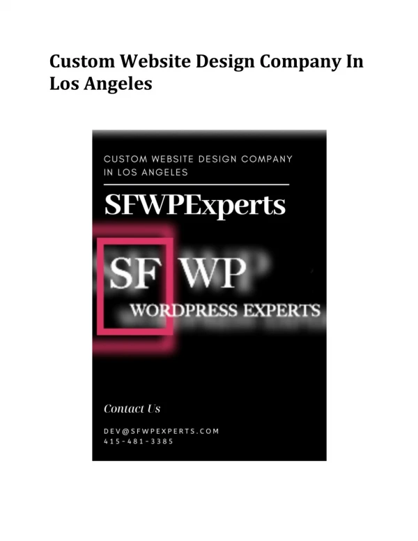 Custom Website Design Company In Los Angeles