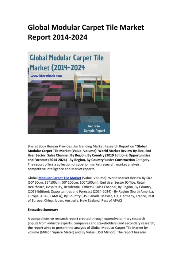 Global Modular Carpet Tile Market Report 2014-2024