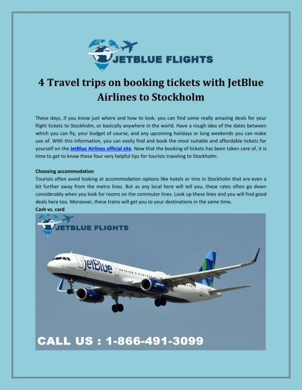 4 Travel trips on booking tickets with JetBlue Airlines to Stockholm