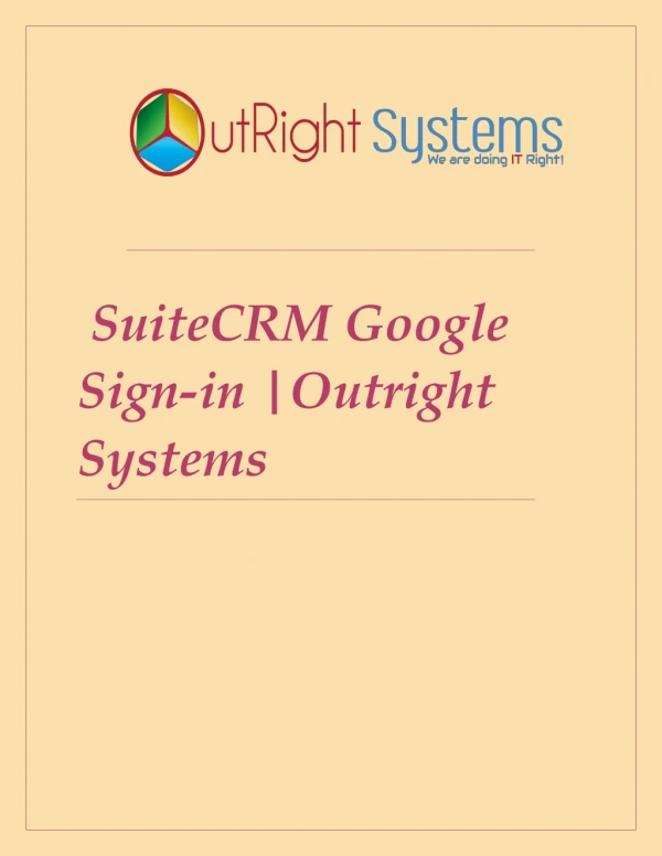 SuiteCRM Google Sign-IN | Gmail Account |Outright Store