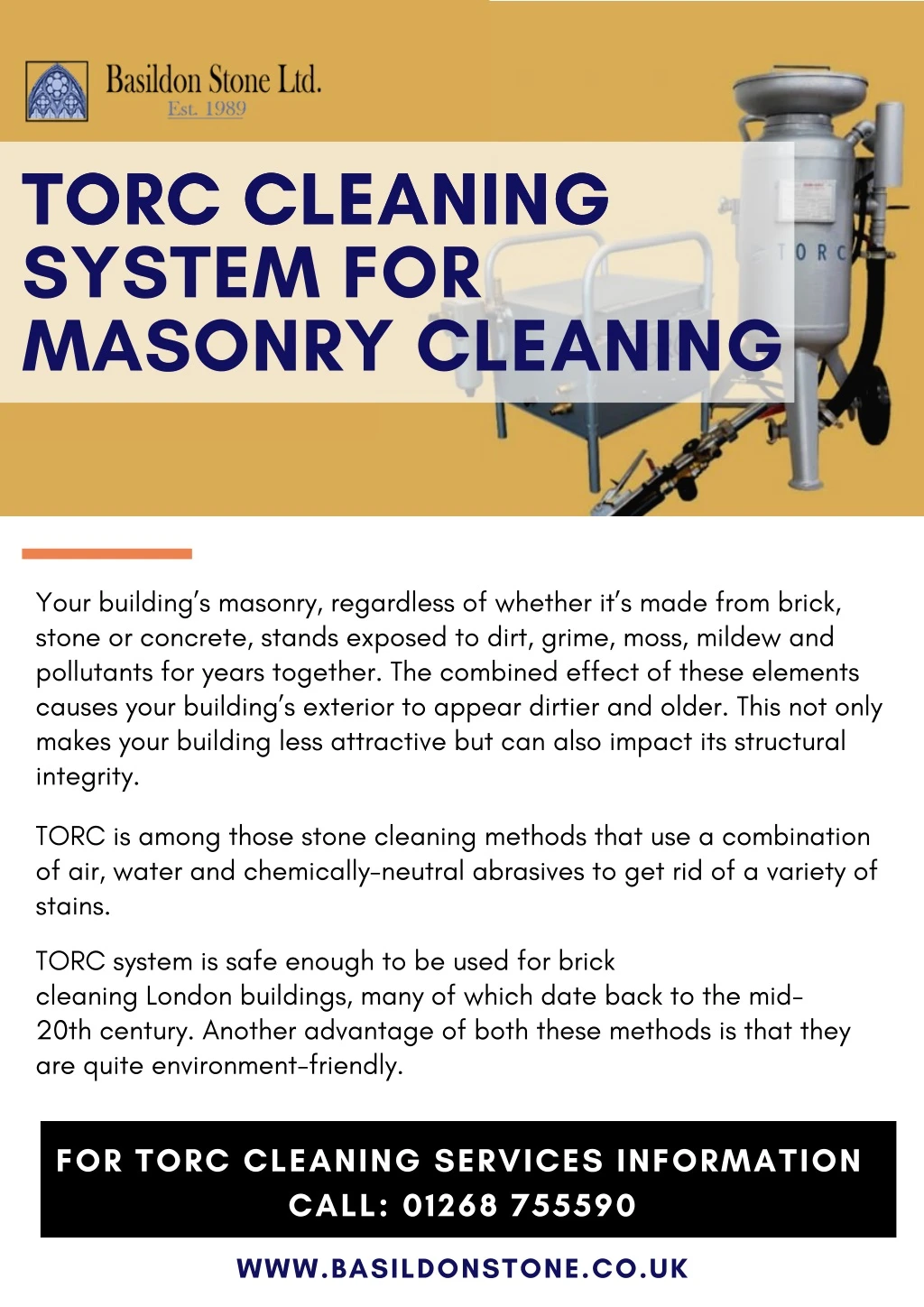 torc cleaning system for masonry cleaning