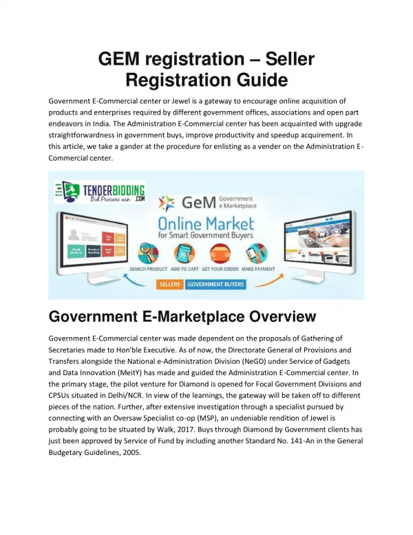 GEM registration – Seller Registration Guide