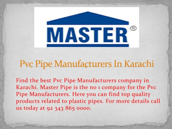 pvc pipe manufacturers in karachi