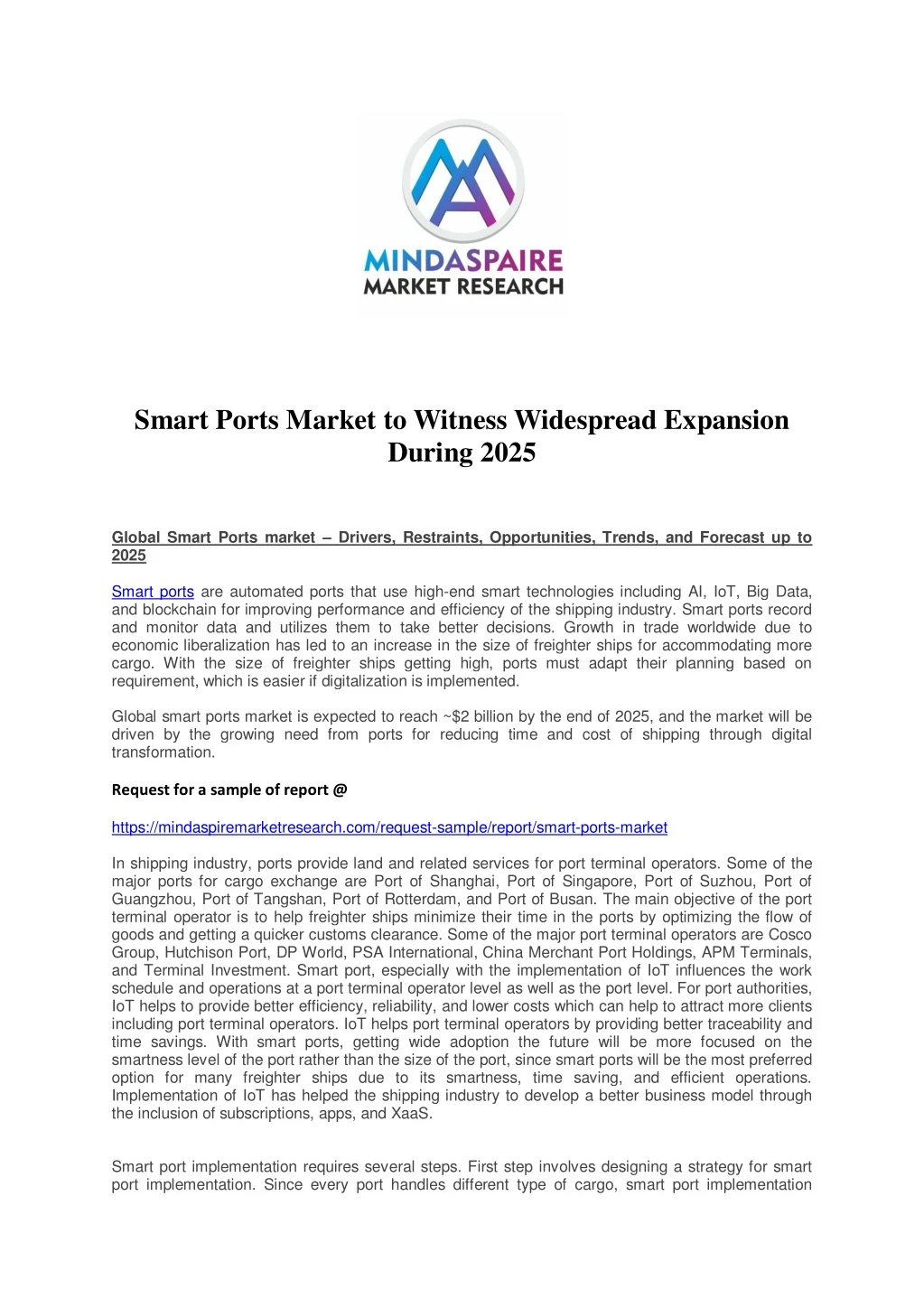 smart ports market to witness widespread