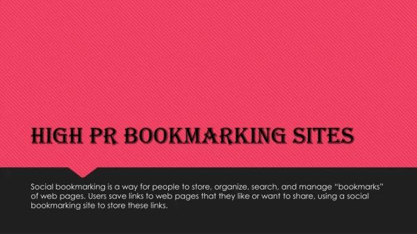 High per bookmarking sites