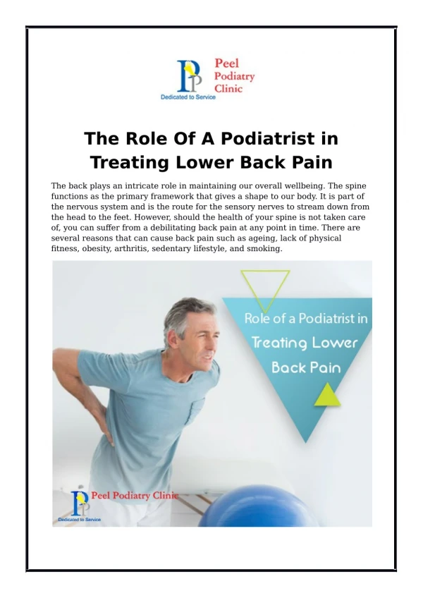 The Role Of A Podiatrist in Treating Lower Back Pain