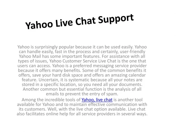 Yahoo Live Chatt Support