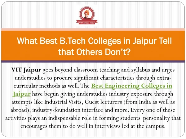 Best B.Tech Colleges in Jaipur