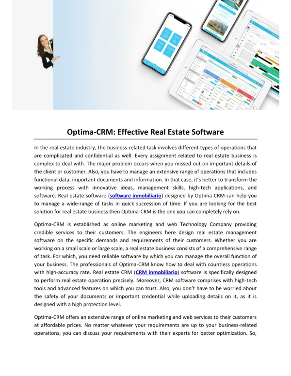 Optima-CRM: Effective Real Estate Software