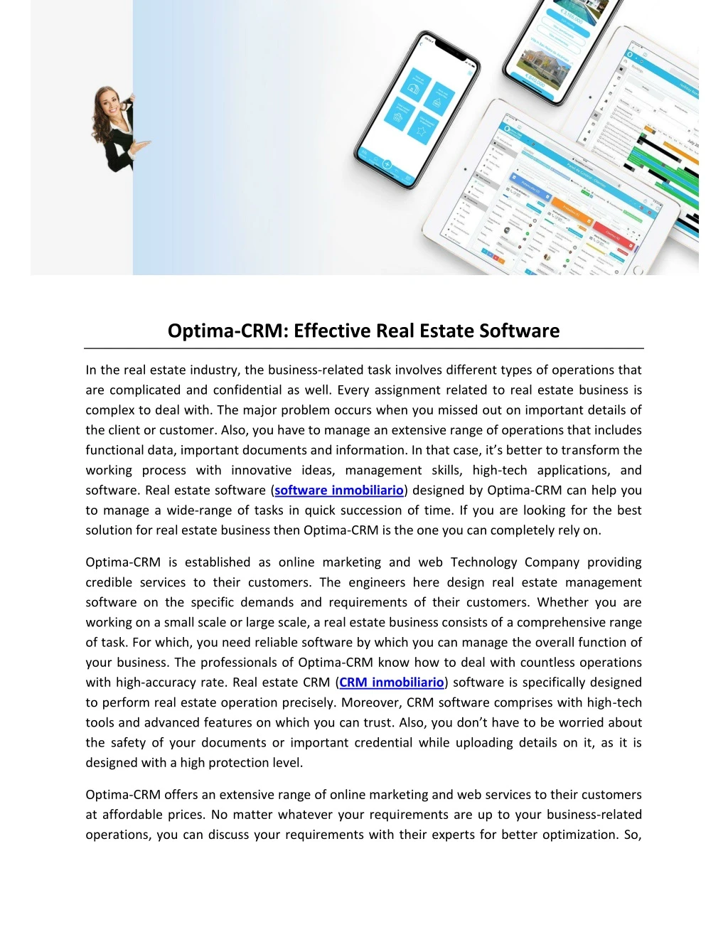 optima crm effective real estate software