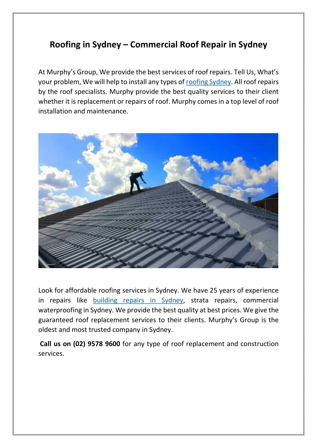 roofing in sydney commercial roof repair in sydney