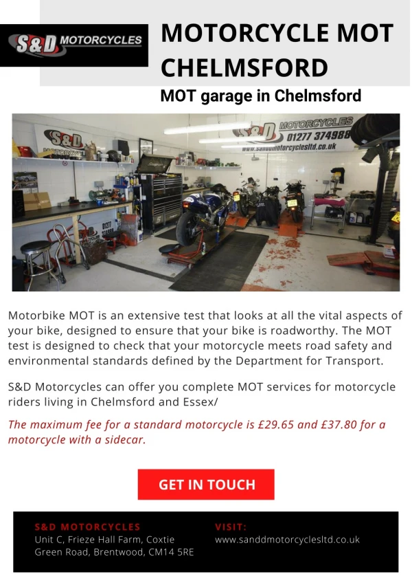Motorcycle MOT Chelmsford