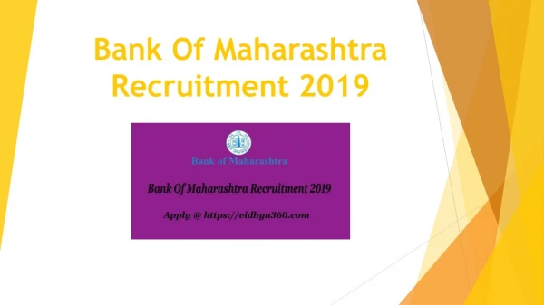 Bank Of Maharashtra Recruitment 2019, Online Apply For 43 SO Jobs