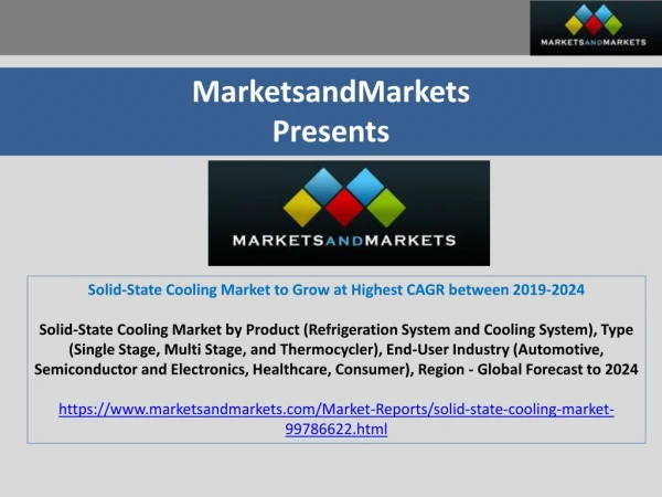 Solid-State Cooling Market to Grow at Highest CAGR between 2019-2024