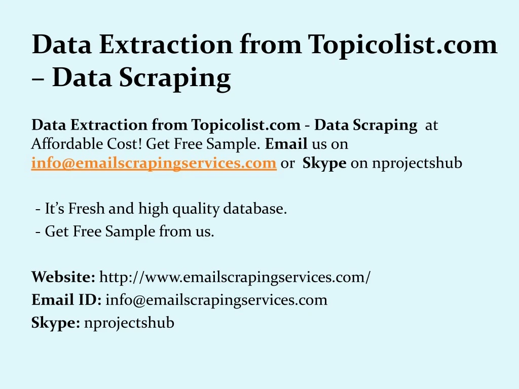 data extraction from topicolist com data scraping