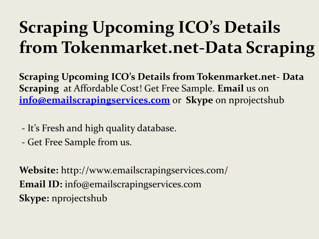 scraping upcoming ico s details from tokenmarket net data scraping