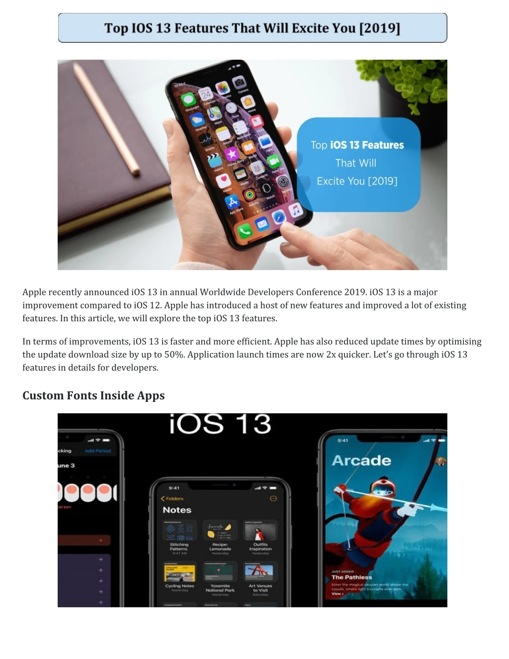 apple recently announced ios 13 in annual