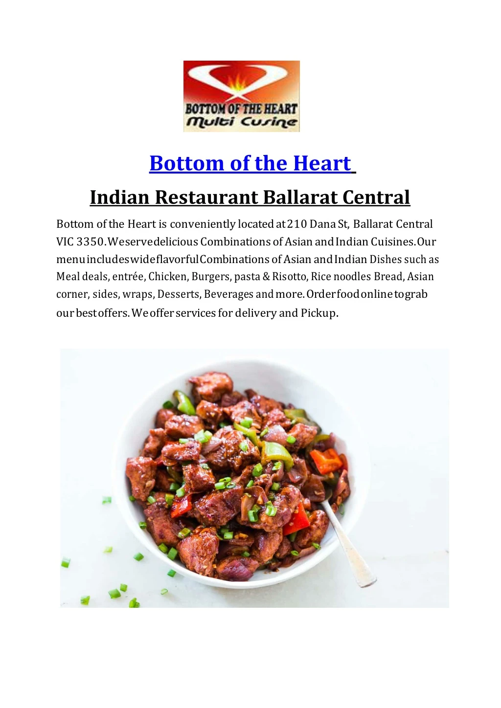 bottom of the heart indian restaurant ballarat