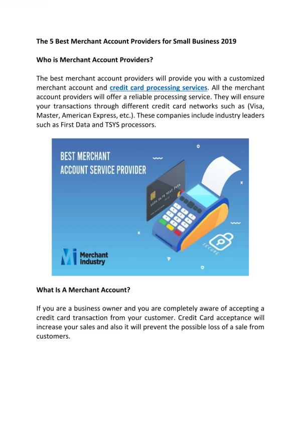 The 5 Best Merchant Account Providers for Small Business 2019