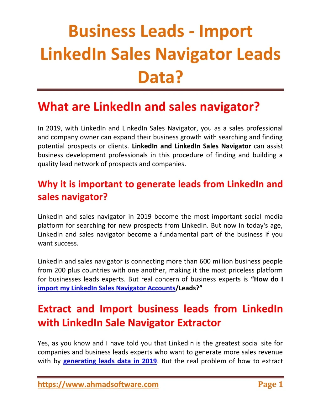 business leads import linkedin sales navigator
