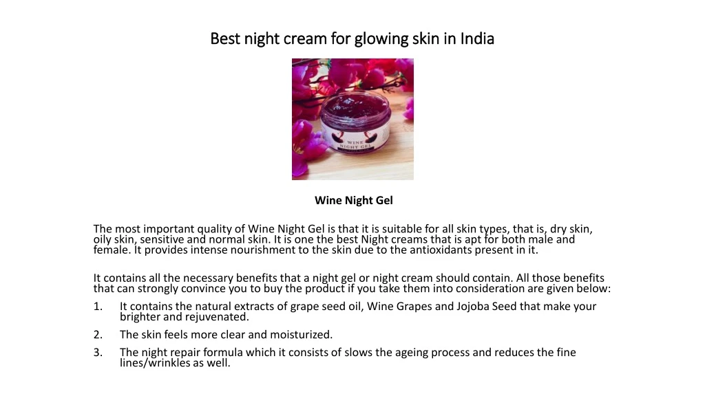 best night cream for glowing skin in india