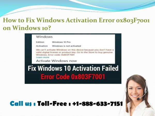 How to fix Windows Activation Error 0x803F7001?