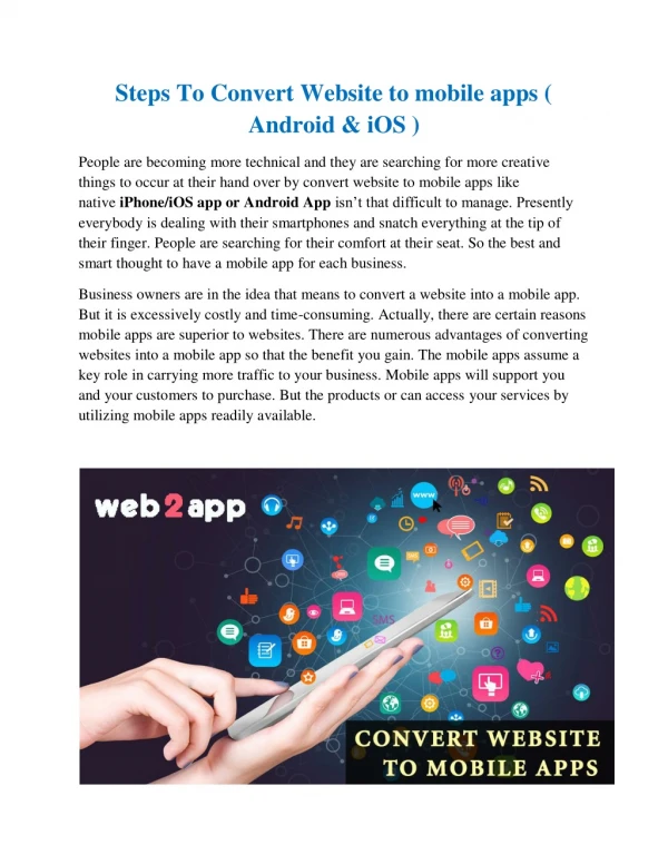 Steps To Convert Website to mobile apps