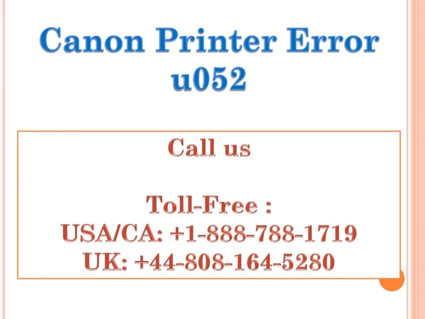 Canon Printer Error u052