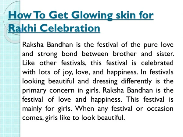 How to get glowing Skin on Raksha Bandhan Celebration