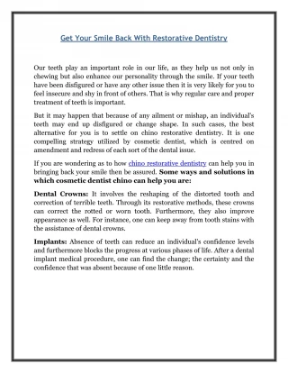 Get Your Smile Back With Restorative Dentistry - slide 1