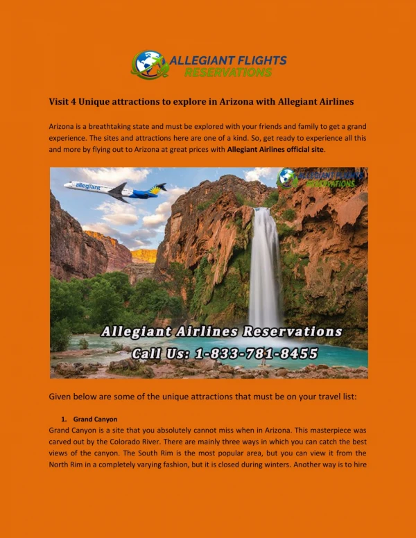 Visit 4 Unique attractions to explore in Arizona with Allegiant Airlines