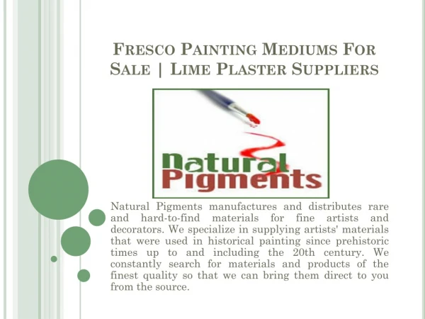 Fresco Painting Mediums for Sale | Lime Plaster Suppliers