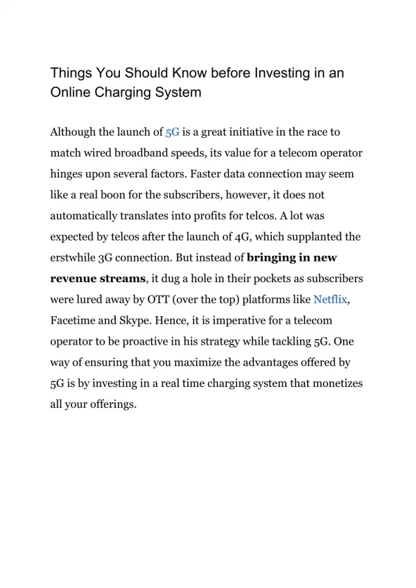 Things You Should Know before Investing in an Online Charging System
