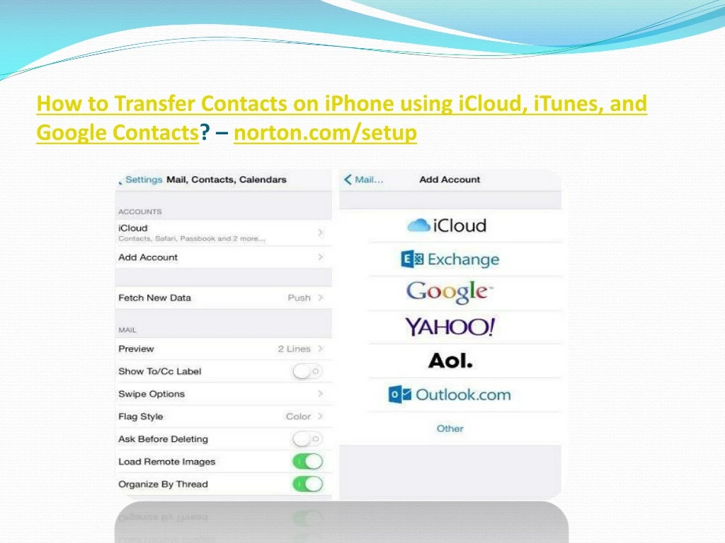 how to transfer contacts on iphone using icloud itunes and google contacts norton com setup